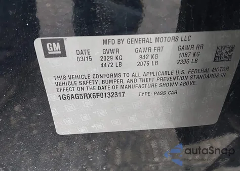 2015 Cadillac Ats Standard z USA, uszkodzony, nr VIN 1G6AG5RX6F0132317